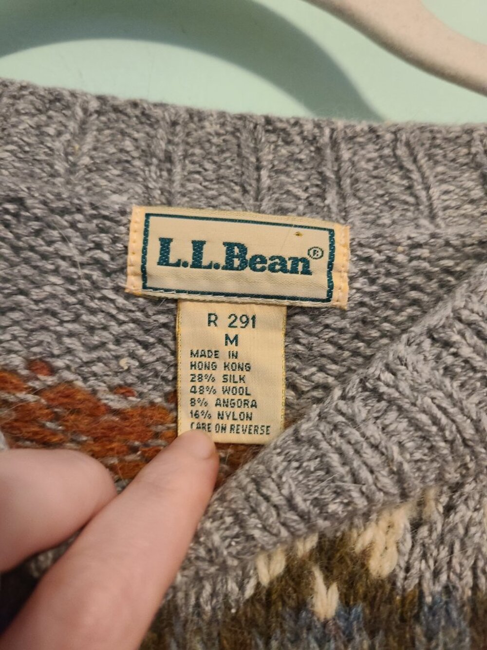 Vintage L. L. Bean Gray Coloful Fairy Isle Pullover Crew Neck Sweater Wool - Picture 11 of 11